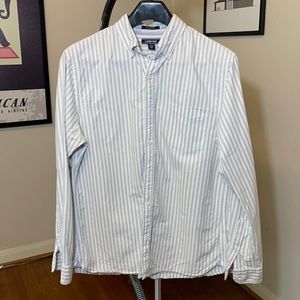 Lands End 100% Cotton Oxford Sail Rigger Button Down Slim Fit L Grey Vertical St